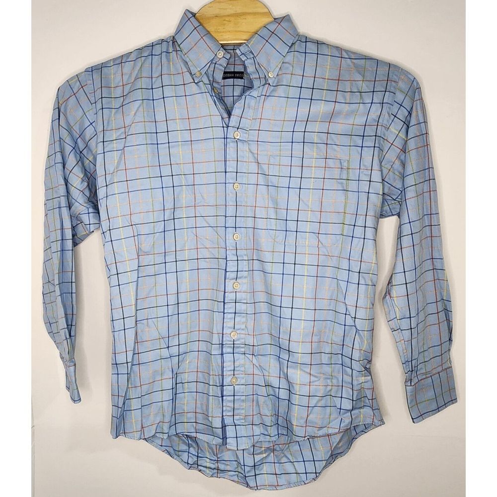 Gitman Bros Mens Size M Blue Plaid Long Sleeve Button Down Shirt - Picture 2 of 12
